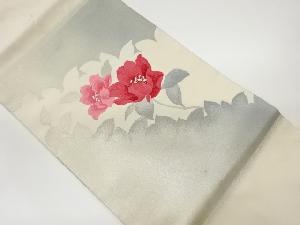 リサイクル　山茶花模様織出し名古屋帯